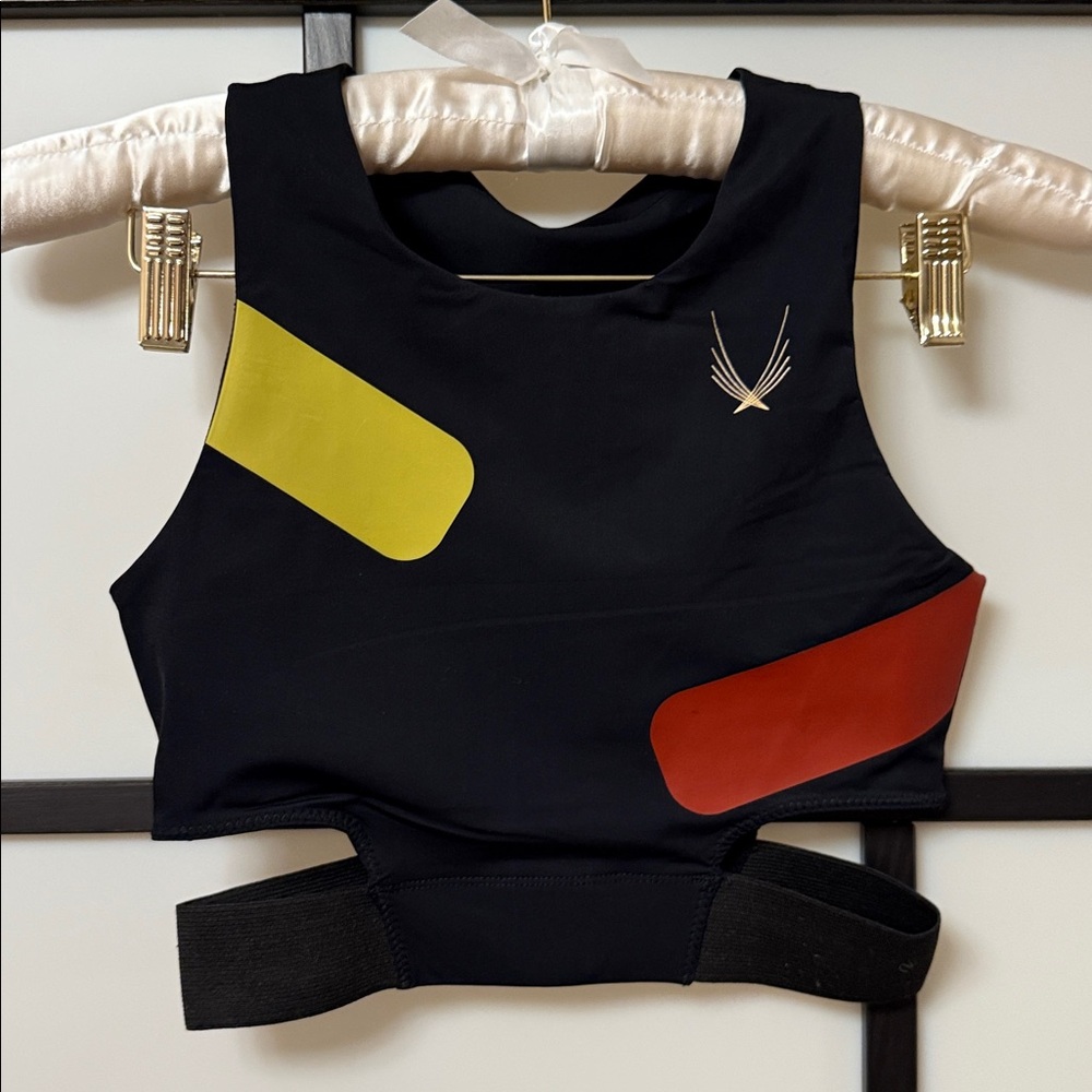 Lucas Hugh Geometric Color Block Crop Top - Rare Cutout Design - Picture 2 of 10